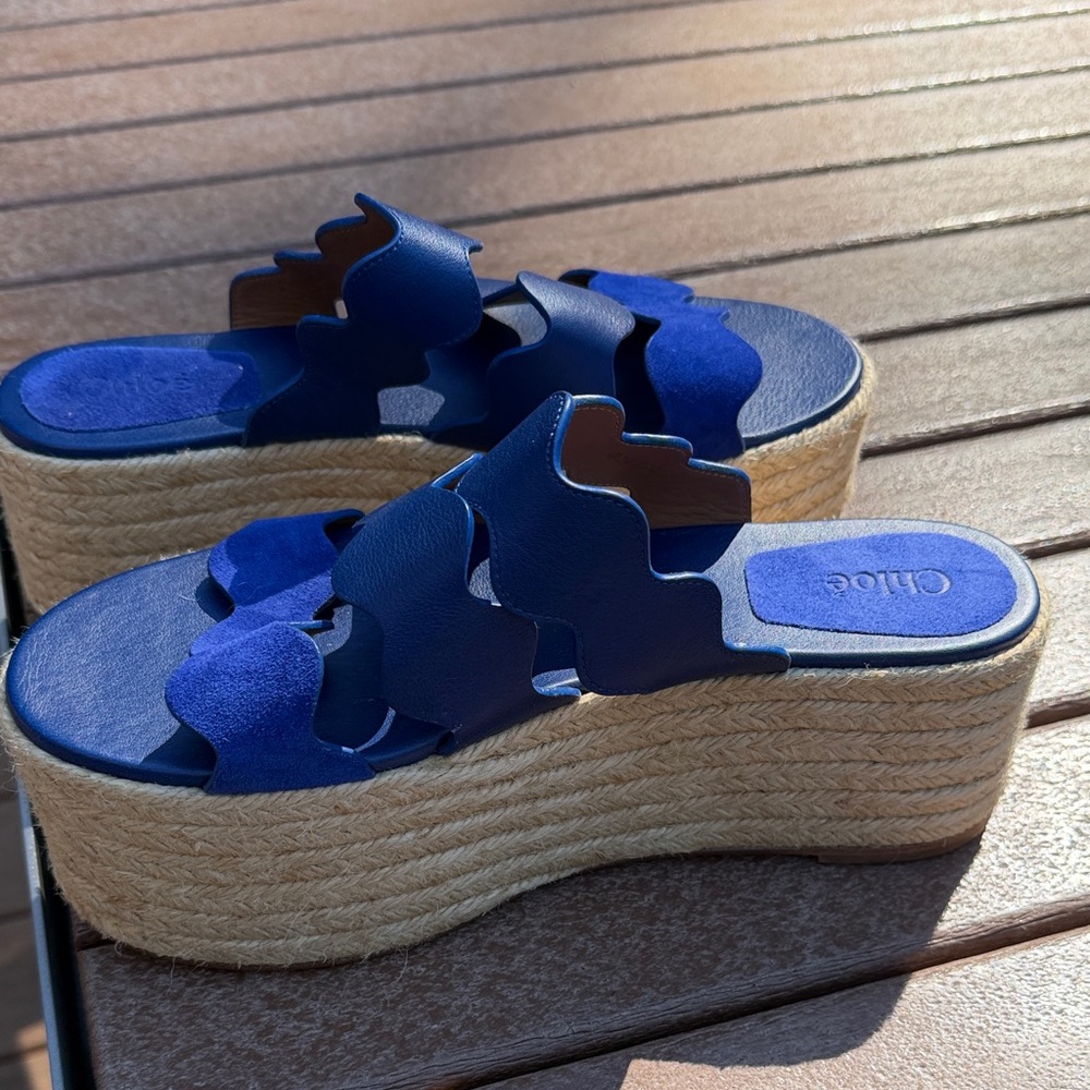 Chloe Vibrant Blue Espadrille Wedges
